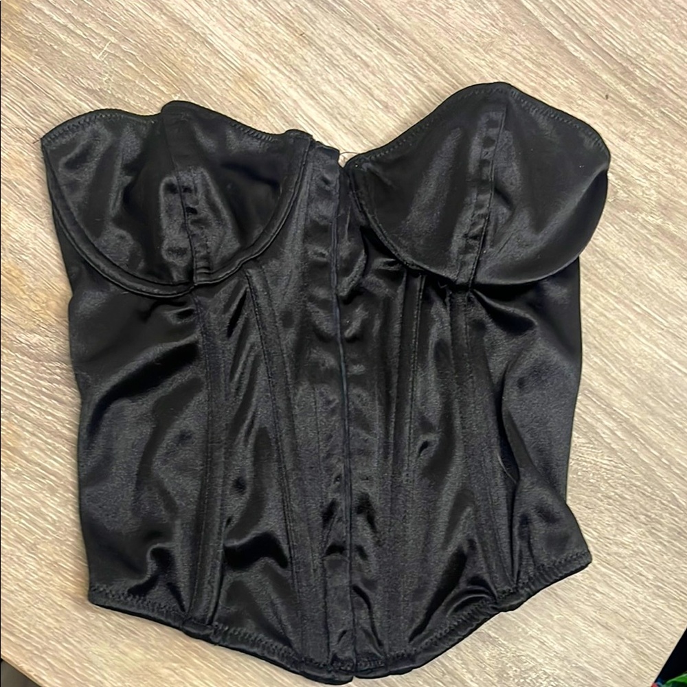 Urban outfitters Black Satin strapless corset - Picture 1 of 4